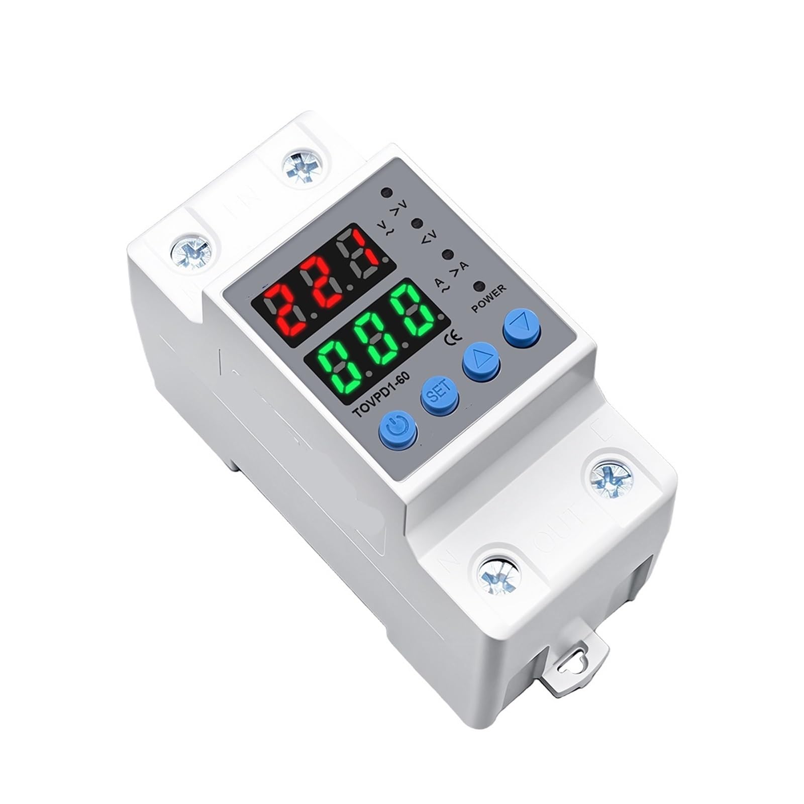 Dispositif de protection réglable contre les surtensions et les sous-tensions 60A230V, moniteur de relais, limite de courant TOVPD1-63-EC