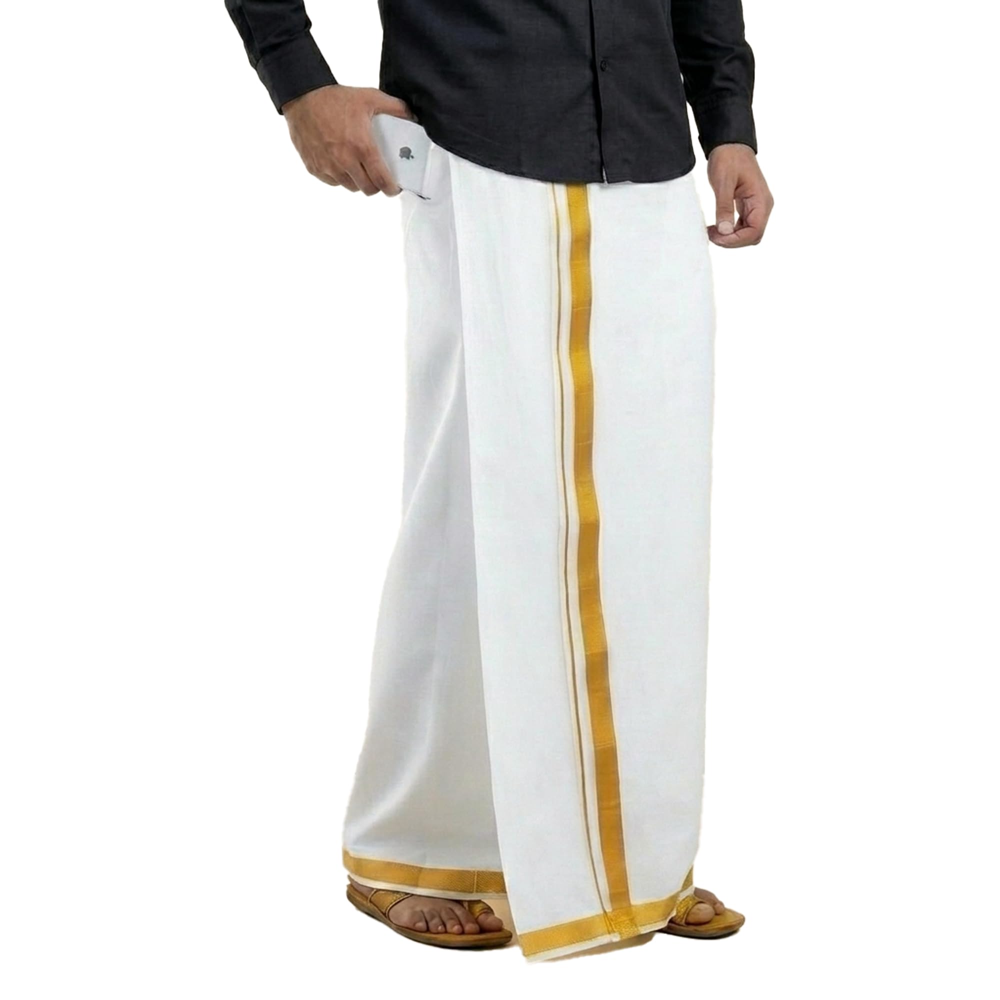 green tee Men White Velcro Dhoti - Pack of 1-picture-24