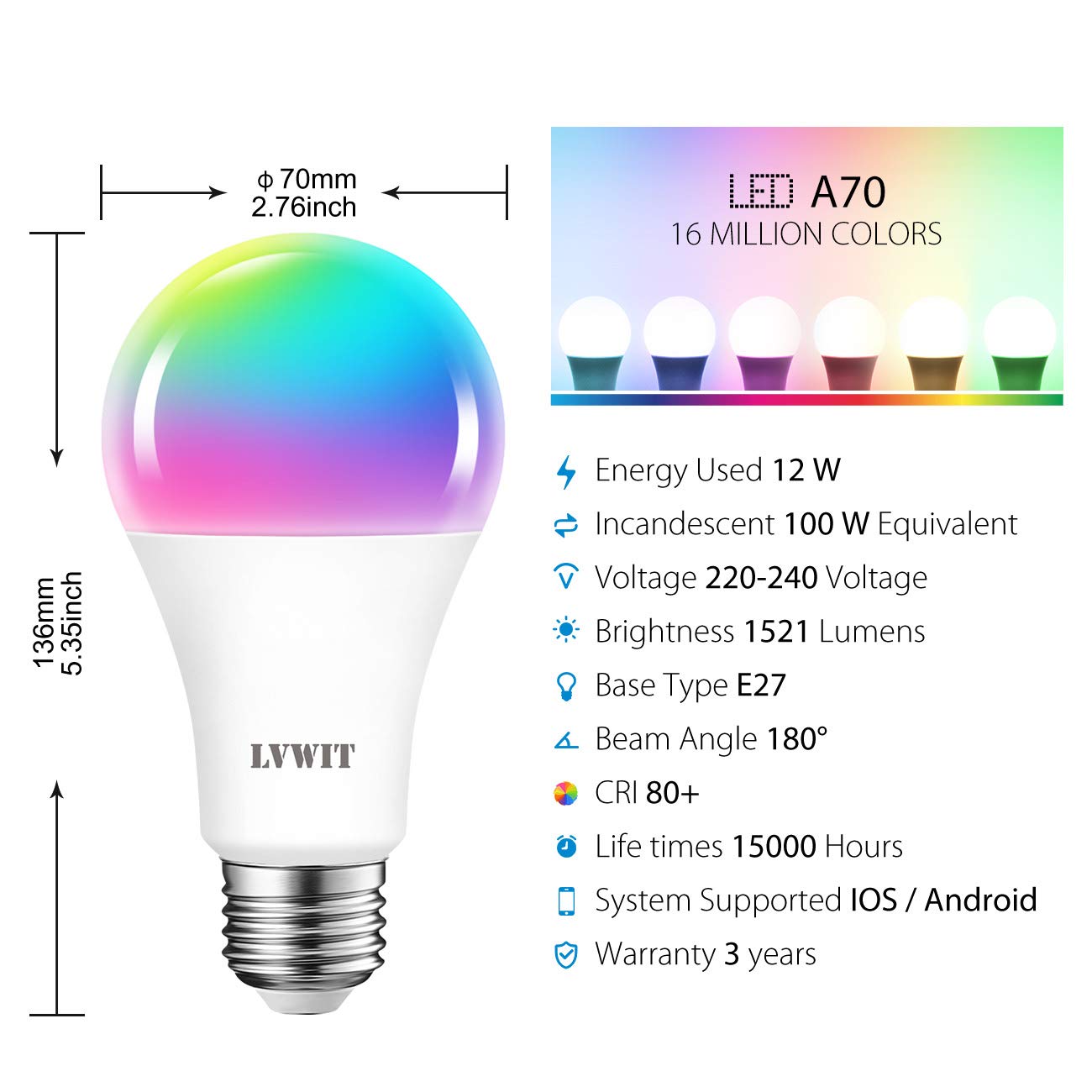 Bombillas LED Alexa Inteligente WiFi E27 [2022Edition], Regulable Bombilla  LLOYD'S Smart 9W 806ML 80W Equivalente, RGB 2700K-6500K Blanco Fru00edo 