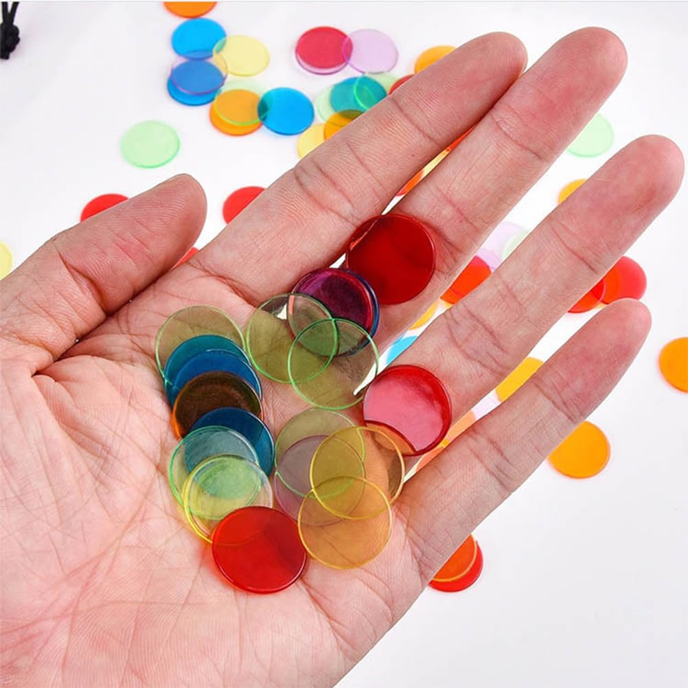 1000 Jetons transparents colorés de 2.5 cm de diamètre. Achat d'accessoires pour jeu de société