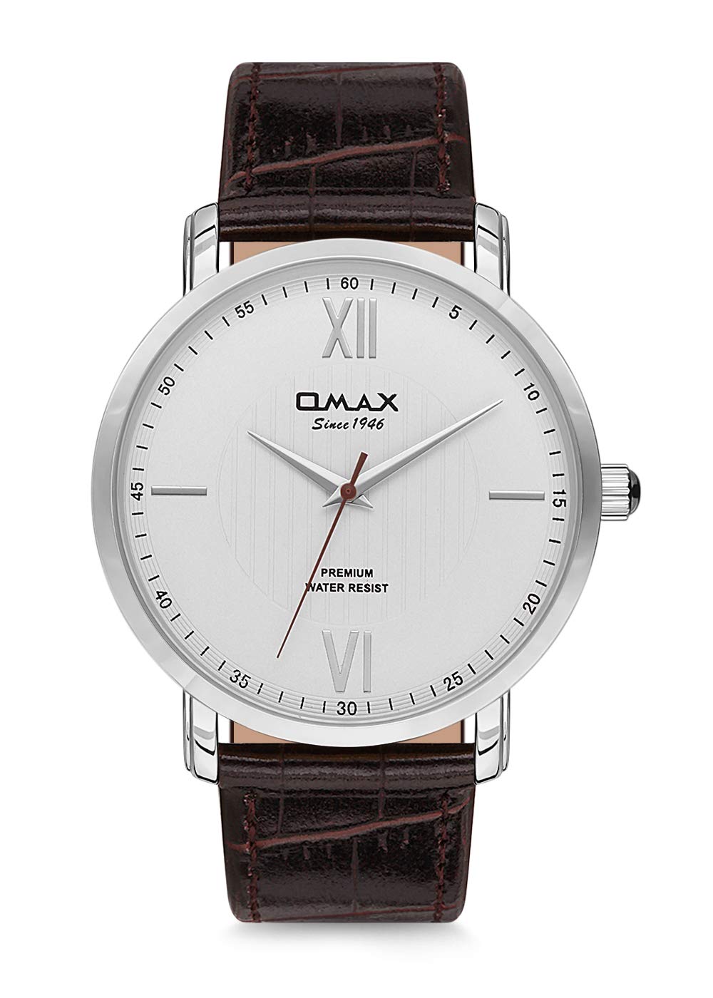 OMAX White Dial Silver Case and Index with Brown Leather Watch for Men -GU03P65I (B07MBMLRBZ) Amazon Price History, Amazon Price Tracker