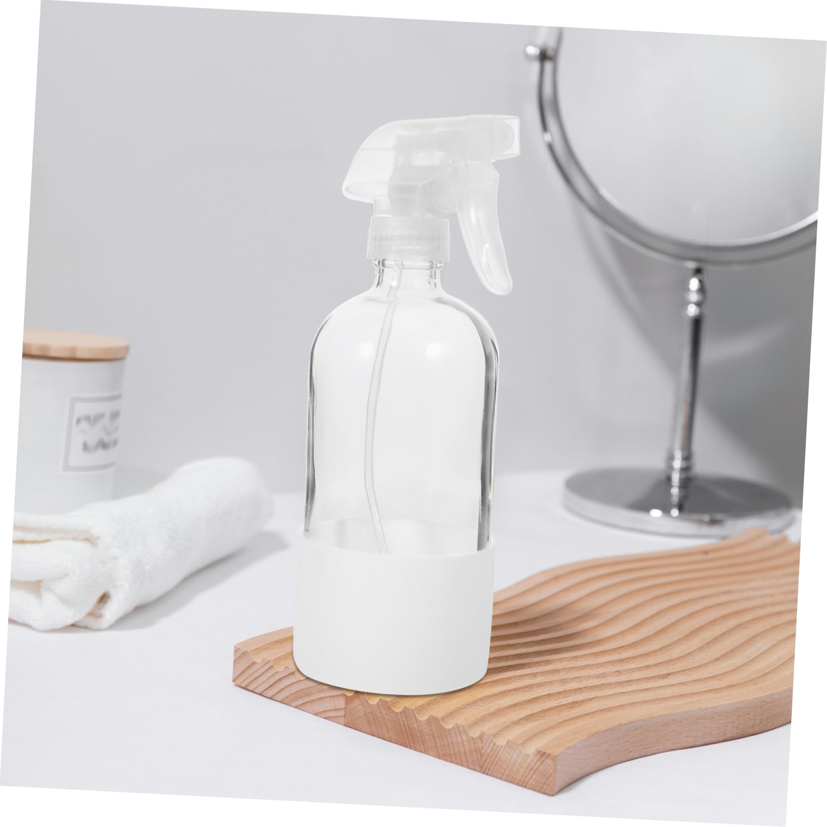 PRETYZOOM 2 Botellas Pulverizadoras de Vidrio Reutilizables, 500ml, con Funda de Silicona, Neblina para Limpieza y Riego