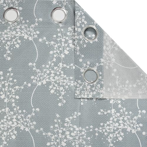 Image of Floral Printed Home Decor Curtains for Living Room, Bedroom Doors and Windows Panel, Parda, Eyelets Hanging, Grey, 4 x 5 Feet, 1 Piece