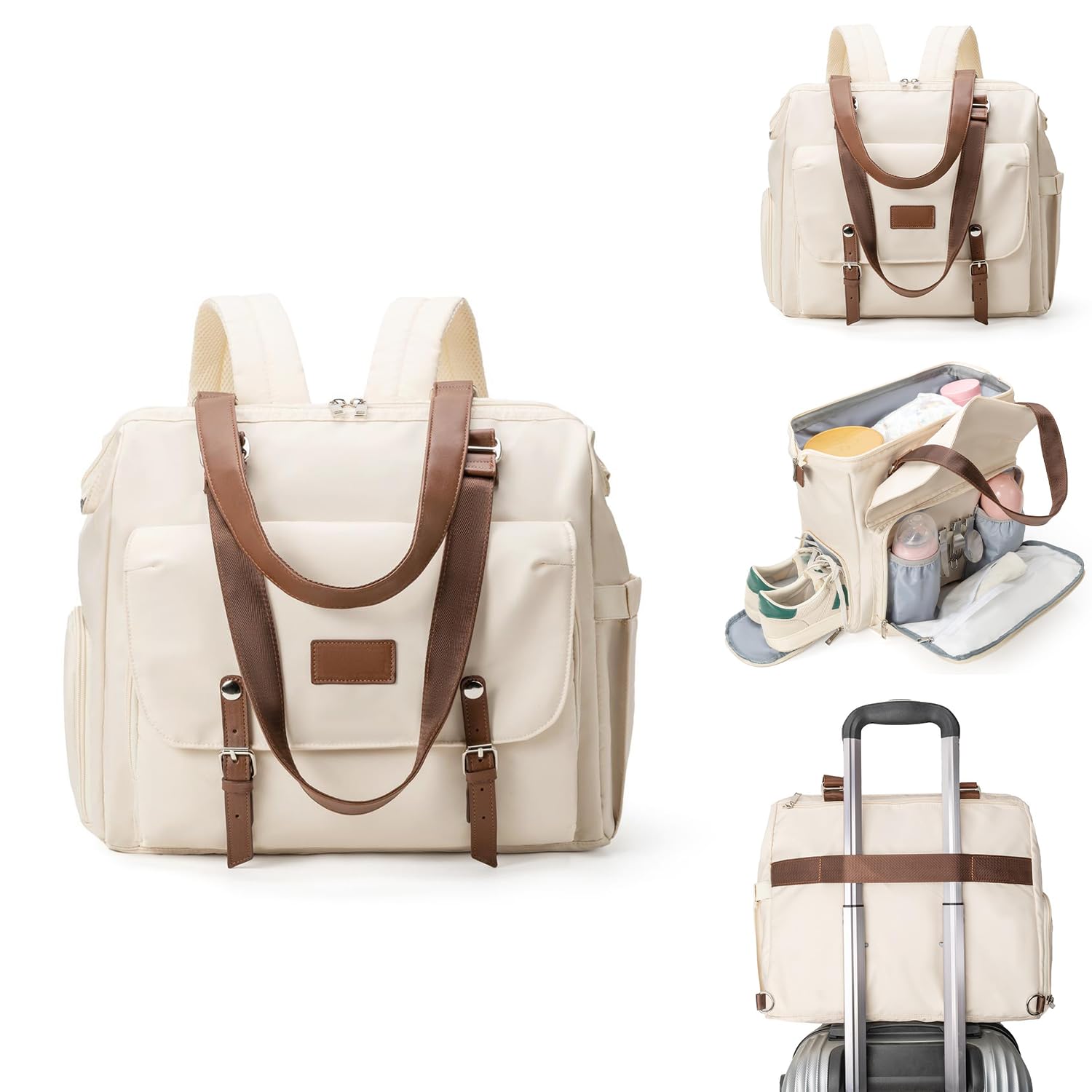 DRAVINA Diaper Bag for Mom's with Large 10-Compartment Storage, Insulated Pockets, Shoe Compartment, Waterproof Baby Bag | Shoulder Strap for On-the-Go Moms, 40cm