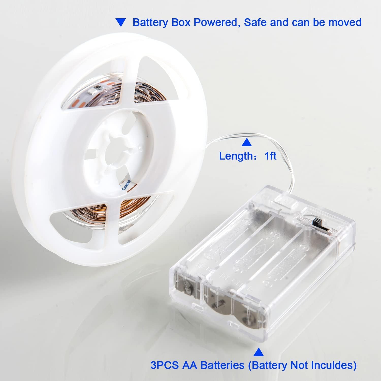 tira de luces LED, regulable, blanco cálido, 300 luces LED de 16.4 pies, kit de luces de espejo, tiras de iluminación para debajo del armario con mando a distancia RF de 11 teclas