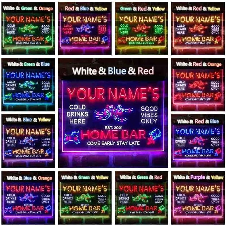 Miniatura 4 de ADVPRO Letrero de luz de neón LED tricolor, para fiesta de cerveza, bar, decoración artística grabada en 3D, personalizable, nombre, fecha, texto,