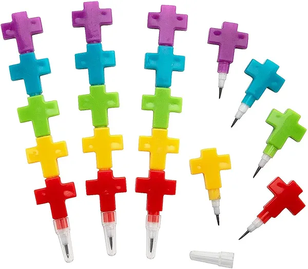 Fun Express Cross Stacking Point Pencils - 12 Pc