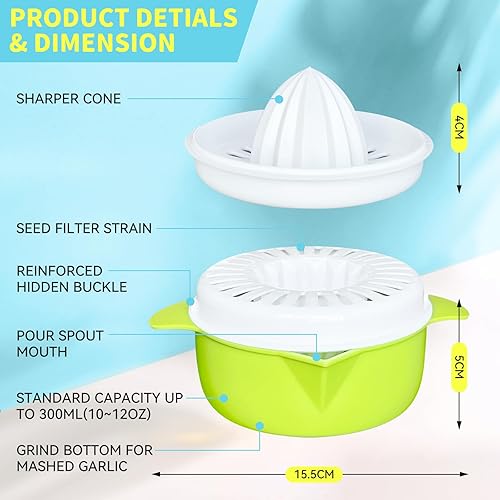Miniatura 5 de Exprimidor de cítricos, exprimidor de limón, fruta naranja, exprimidores manuales de mano con boquilla de vertido, 8.5 fl oz
