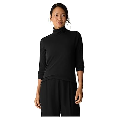 Eileen Fisher Sheer Knit Turtle Neck Top Women