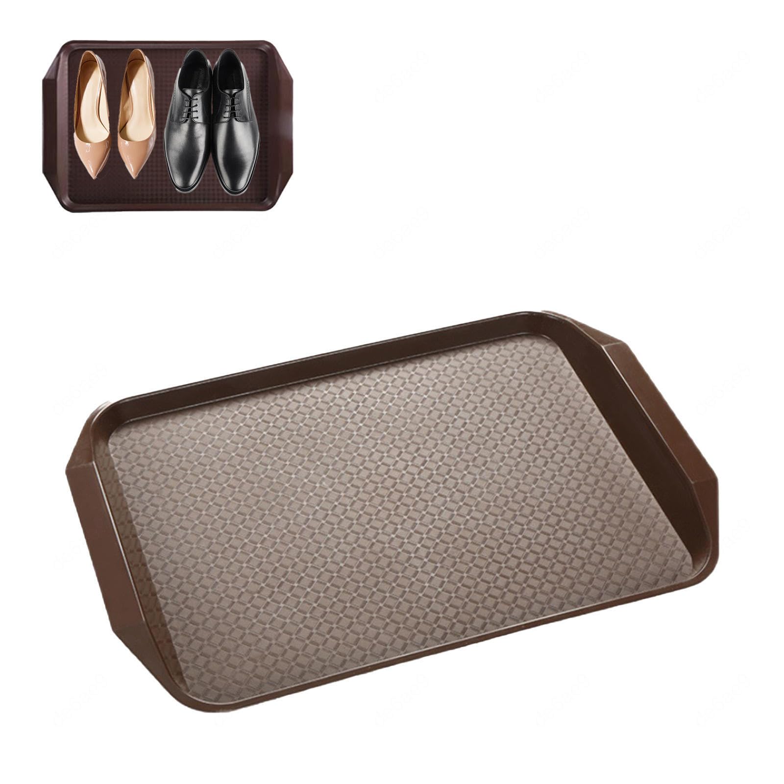 Boot Trays for Entryway 3 Pack Boot Trays for Entryway Plant Trays for Garden, Bedroom, Entrance Area, Garage Boot Mat,Brown