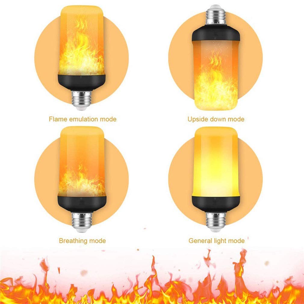 Lampadina A Fiamma 5W, E27 LED Effetto Fuoco Tremolante Lampadina E14 LED Flickering Fire Effect Lampadina con 4 modalità Flicker Fiamma Lampadina per Natale Casa Hotel Bar,E14,4pcs