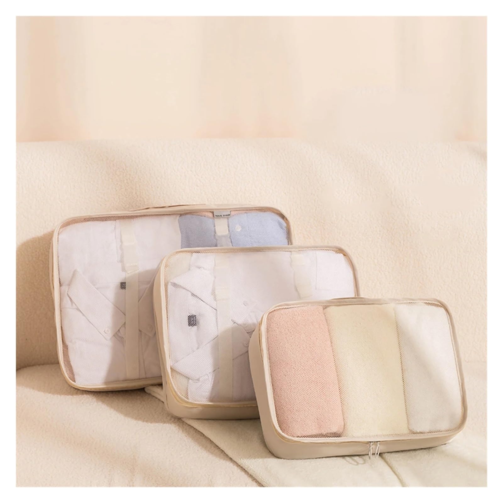 Organizer Viaggio 3 pezzi di cubi imballaggio comprimibili, pieghevoli, impermeabili, borsa da viaggio, valigia in nylon portatile con organizer for bagagli