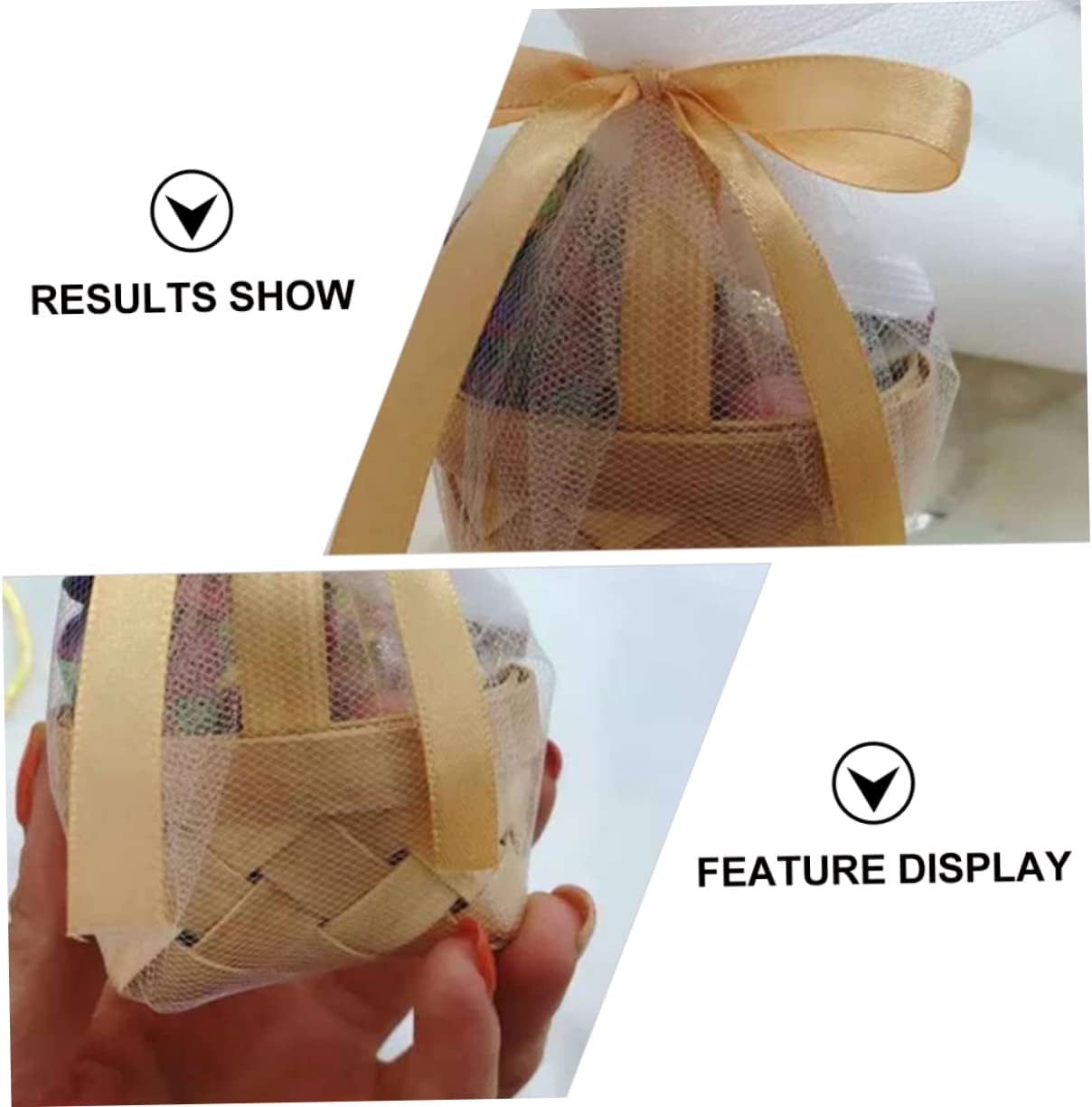 CALLARON 3sets Mini Handwoven Wood Chip Basket Candy Storage Box for Wedding Present 6pcs*3