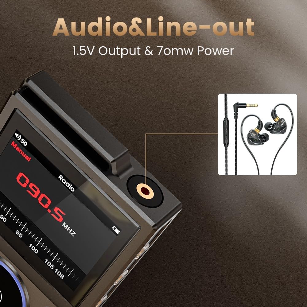 Lettore musicale HiFi Lossless MP3 con DSD256, BT 5.0, riproduzione 50H, LCD da 2,4 pollici, corpo in lega di alluminio CNC, uscita 3,5 mm, supporta scheda TF da 256 GB per viaggi e pendolari