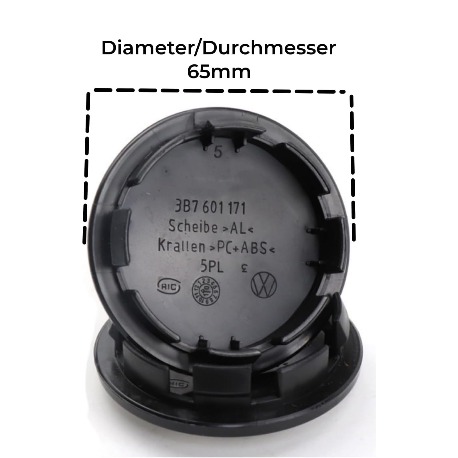 4 Tappi Coprimozzo per VW 65mm Coprimozzi auto Fregi Cerchi in Lega