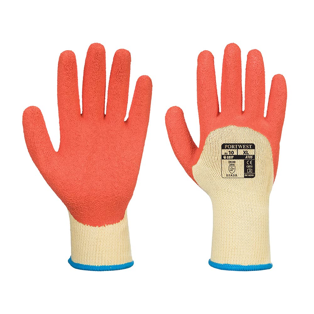 Portwest A105 Grip 10 Latex 3/4 Dipped Glove Breathable Seamless Liner