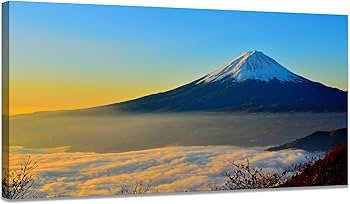 富士山の絵画 オレンジと青の風景 富士山の絵画 オレンジと青の風景 絵画 富士山 赤富士 和風