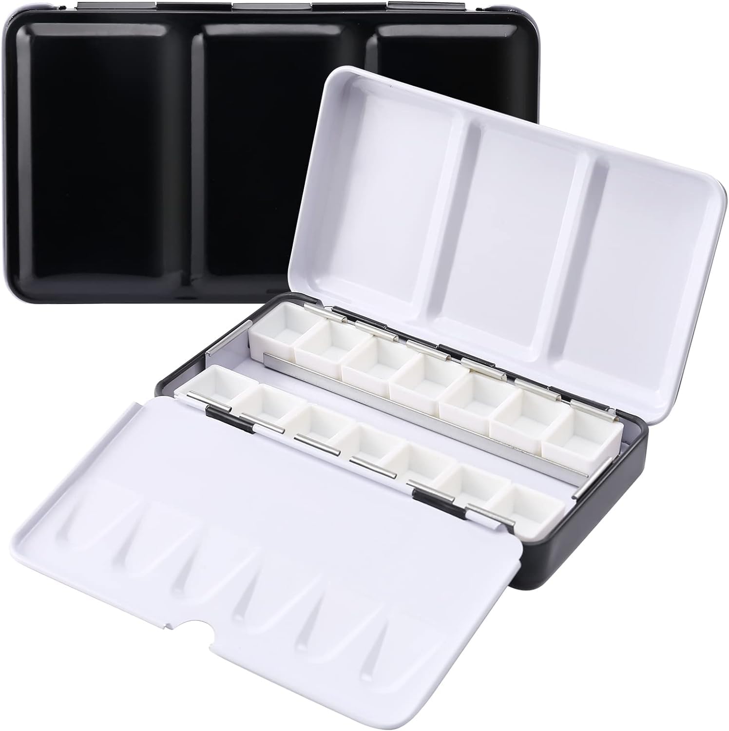 Azonee Empty Watercolor Palette, Empty Metal Paint Box with Folding Palette, With 14 Empty Watercolor Metal Paint Boxes for Diy Travel Watercolor Palette, Acrylic and Oil Painting