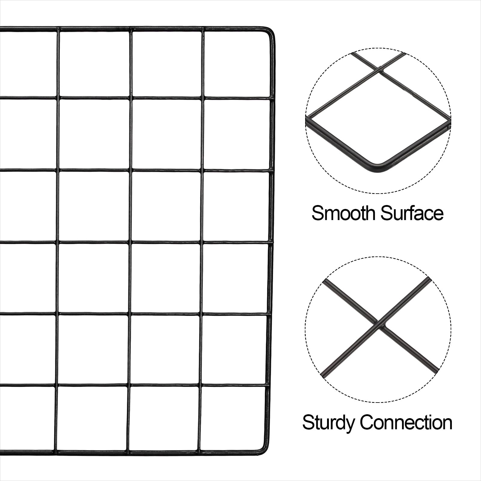 PATIKIL 60x30cm Wire Grid Panel, 2 Pack Board Photo Pictures Memo Display Grid Panels Hanging Organizer Wall Decorative Panel for Home Office Wedding, Black - Image 3