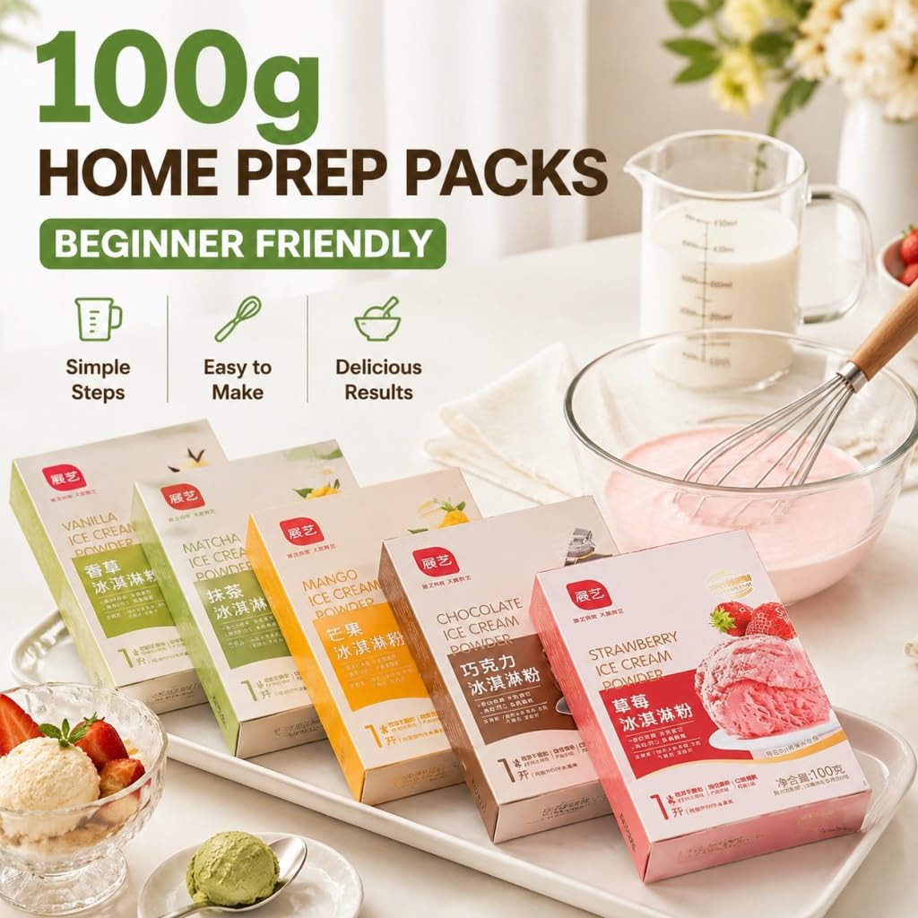 6 Gusti Di Gelato In Polvere Confezione Da 100 G Fai Te Fatto In Casa Facile Preparare Senza Bisogno Macchine Fragola Matcha Cioccolato