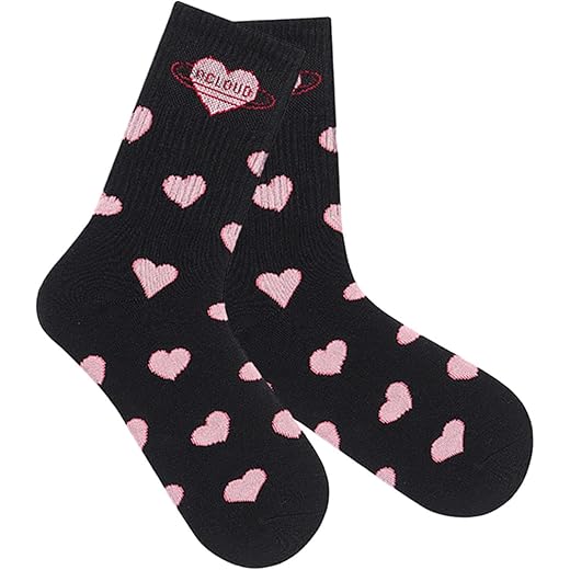 THE STYLE SUTRA Valentine's Day Socks Comfortable Mid Calf Socks Lovely Valentines Day Gifts Black Heart