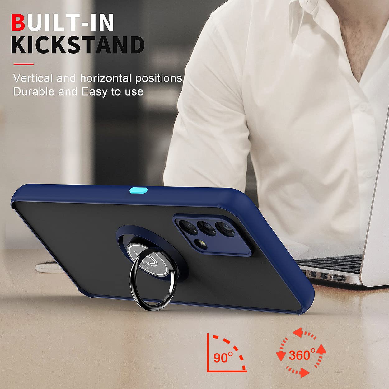 KANSi Cover compatibile per Xiaomi Redmi 9A / 9AT, Vetro Temperato [2 Pack] Custodie Silicone TPU 360° Rotante Anello Magnetica Anello Ring Supporto Bumper per Redmi 9A - Nero