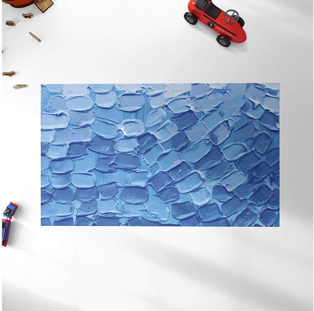 Oedim Alfombra Infantil Textura Pinceladas Azules para Habitaciones PVC | 95 x 165 cm | Moqueta PVC | Suelo vinílico | Decoración del Hogar | Suelo Sintasol | Suelo de Protección Infantil |