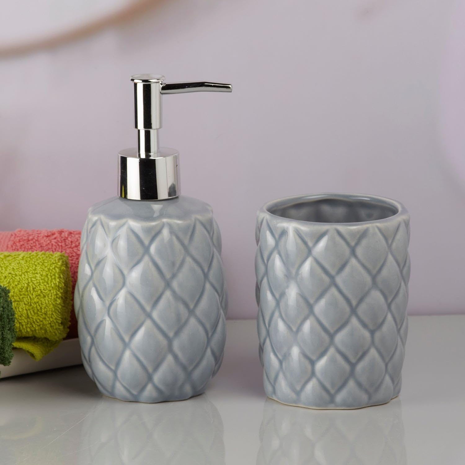 Kookee Ceramic Bathroom Accessories Set of 2, Modern Bath Set with Liquid handwash Soap Dispenser and Toothbrush Holder, Luxury Gift Accessory for Home, White (9722) (B0B2RYFD2J) Amazon Price History, Amazon Price Tracker