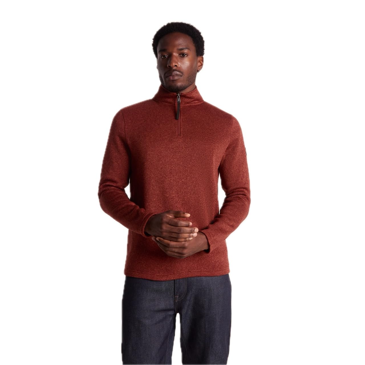 Tog24 Men's Clay Marl Pearson Knitlook Fleece With Ã‚¼ Zip Neck