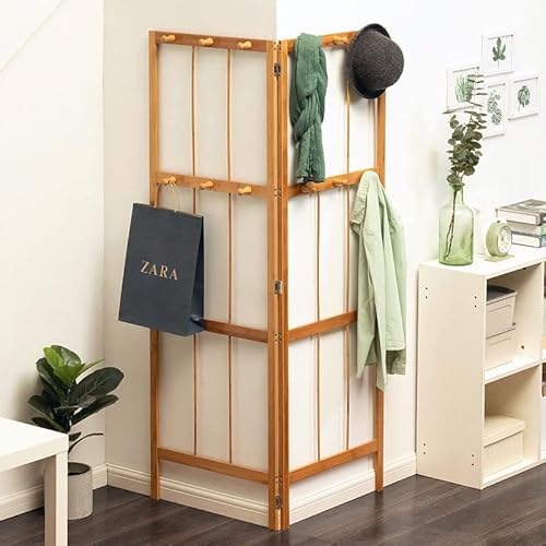 Slvuafrn Hall Tree Storage Coat Stand, Corner Folding Garment Rack With 12 Hooks, Bamboo Free Standing Hat Hanger Organizer For Entryway Hallway Bedroom Living Room (Color : Wood, Size : 92X165Cm) #TOP3