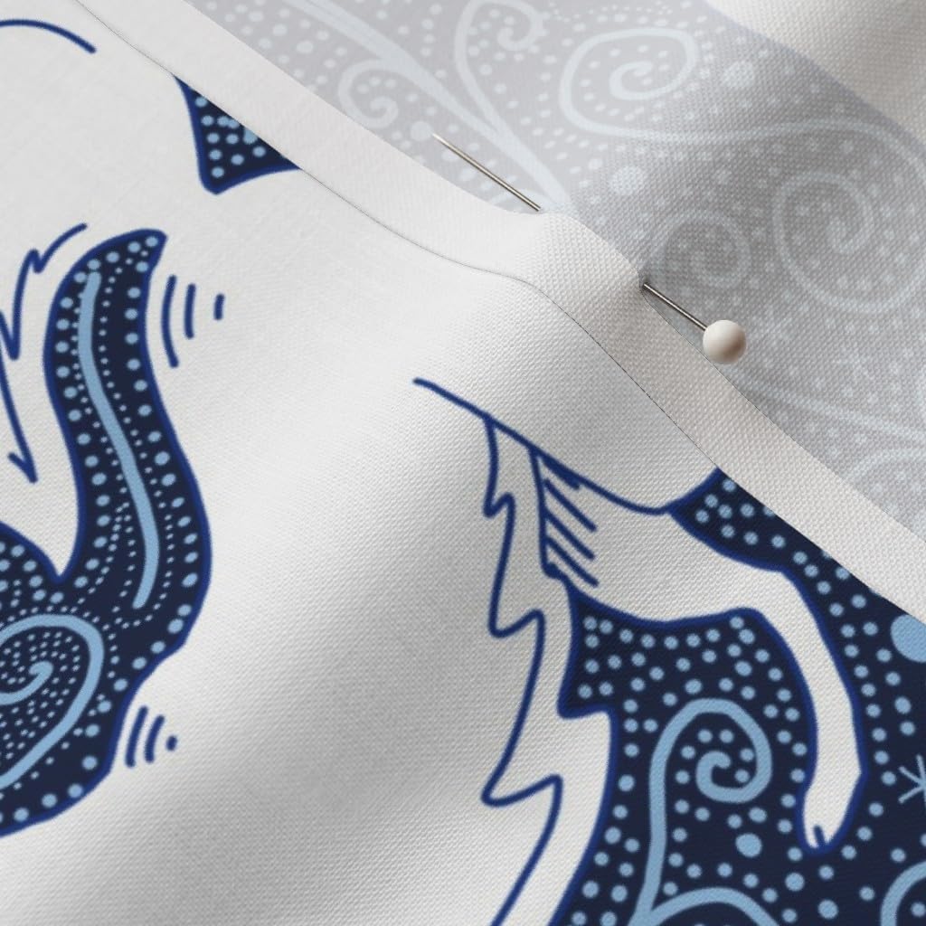 Spoonflower Fabric - Foxes Winter Arctic Fox Print Holidays Blue Dots White Printed on Petal Signature Cotton Fabric by The Yard - Sewing Quilting Apparel Crafts Decor