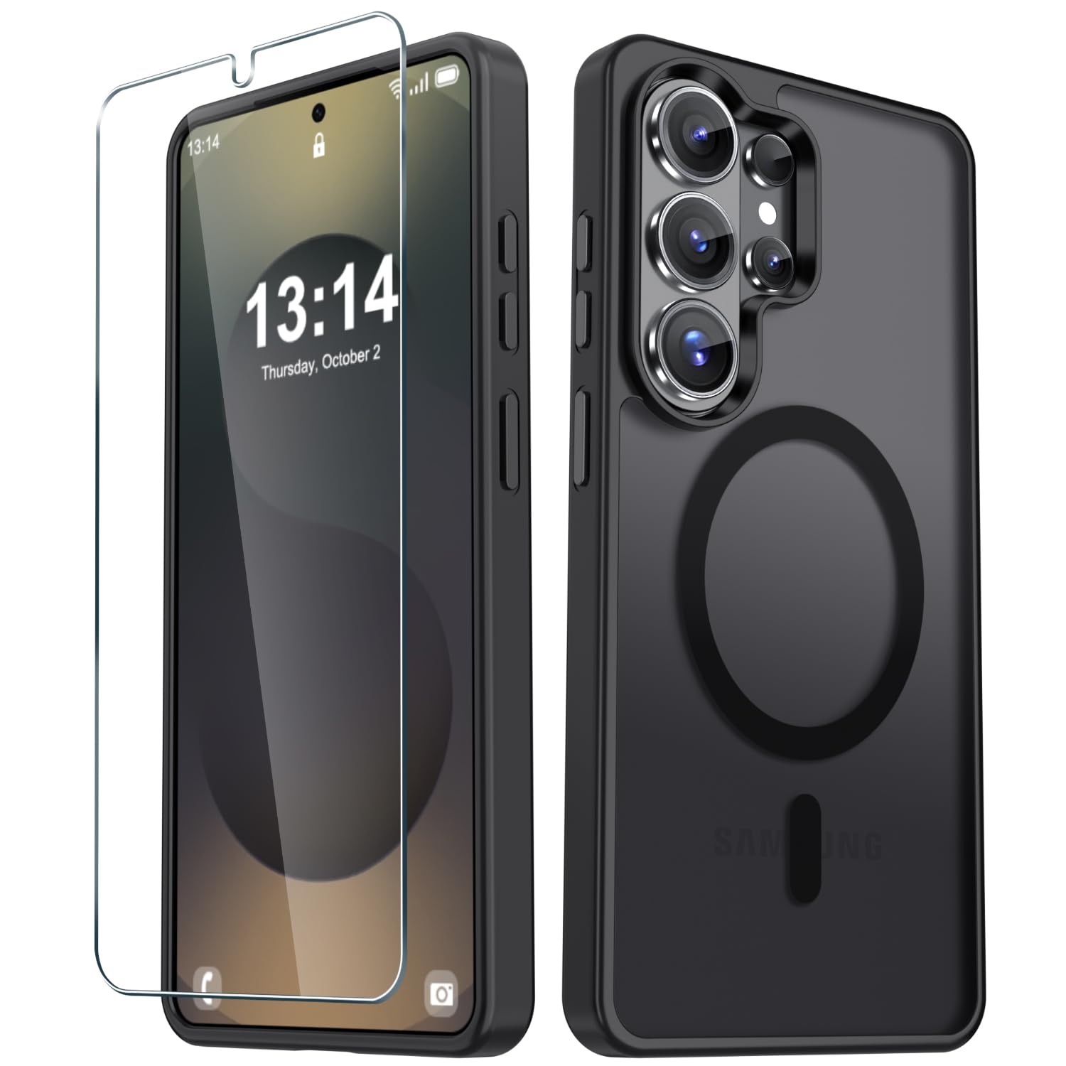 for Samsung Galaxy S26 Ultra Case, Matte Magnetic Phone Cover, Black | Fit for MagSafe, Screen Protector included, Shockproof Military Grade Protection, Translucent Frosted Back