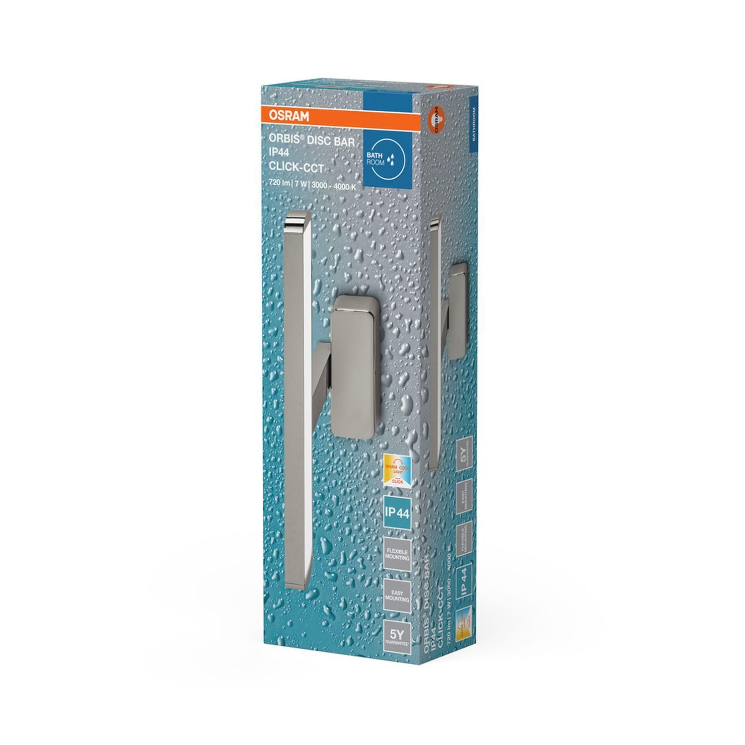 Osram Aluminium Wandleuchte Orbis Disc Bar, außen, mit LED, warm- bis neutralweiß, silber