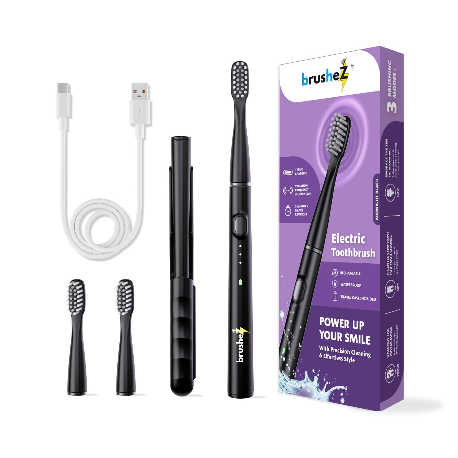 Brushez Adult Rechargeable Electric Toothbrush|Pack Of 1|Type C Toothbrush|Soft Bristles|3 Brushing Modes|Complimentary Travel Case And Brushhead|40,000 Strokes/Min|Sonic Toothbrush (B0D2PG8R9W) Amazon Price History, Amazon Price Tracker