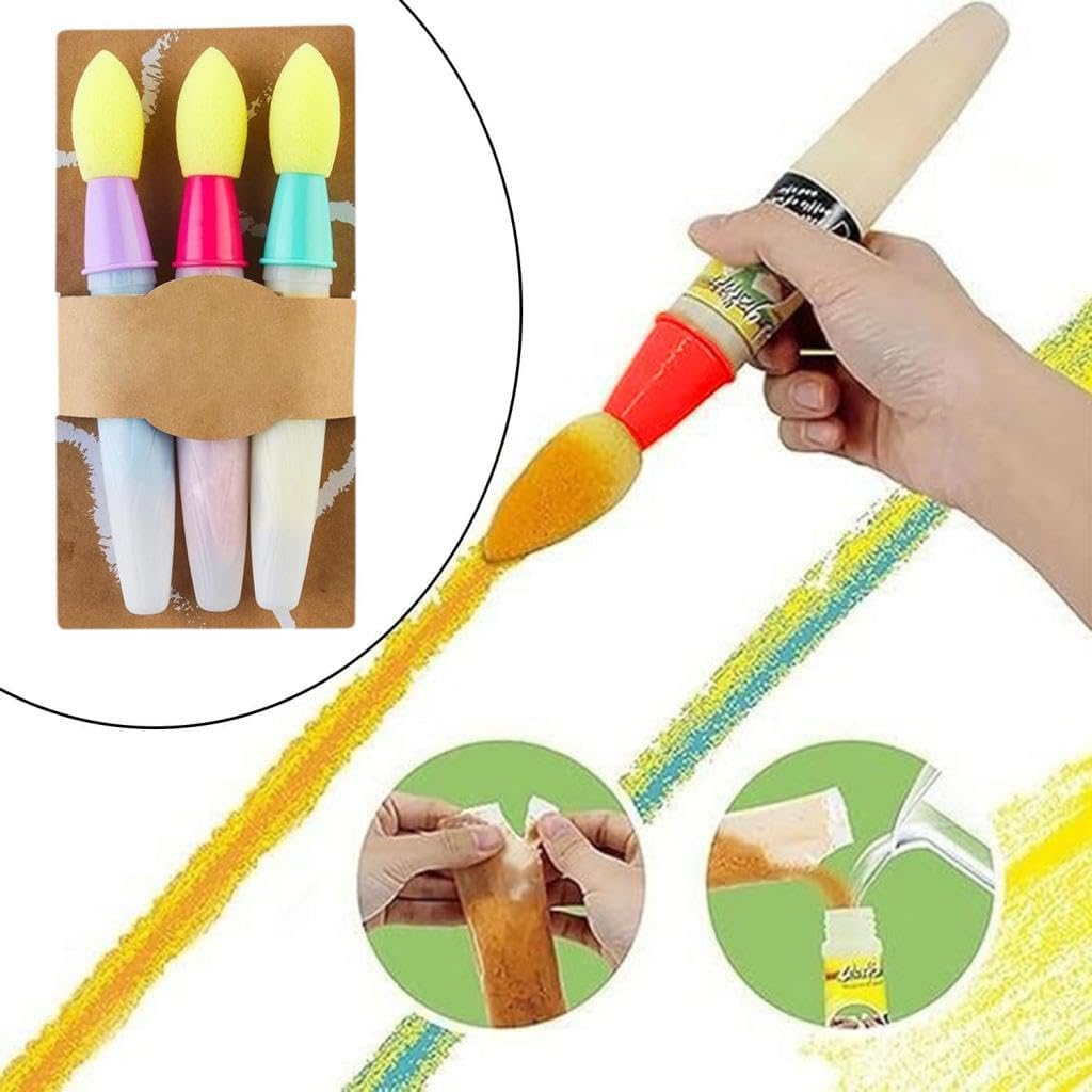 3X Sidewalk Chalk Paint Brushes Set DIY Craft Drawing Chalk Painting Brushes Purple Red Blue