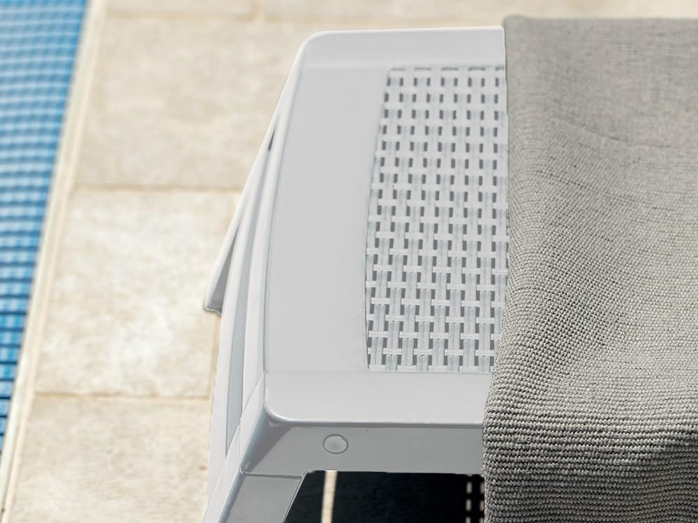 BICA Lettino Prendisole Miami Bianco con Design Rattan, Pieghevole ed Impilabile