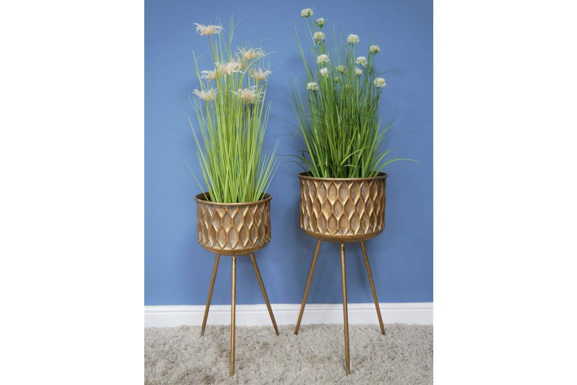 Annibells Large Gold Metal Tall House Plant Flower Pot Display Stand - 2 sizes (Medium)