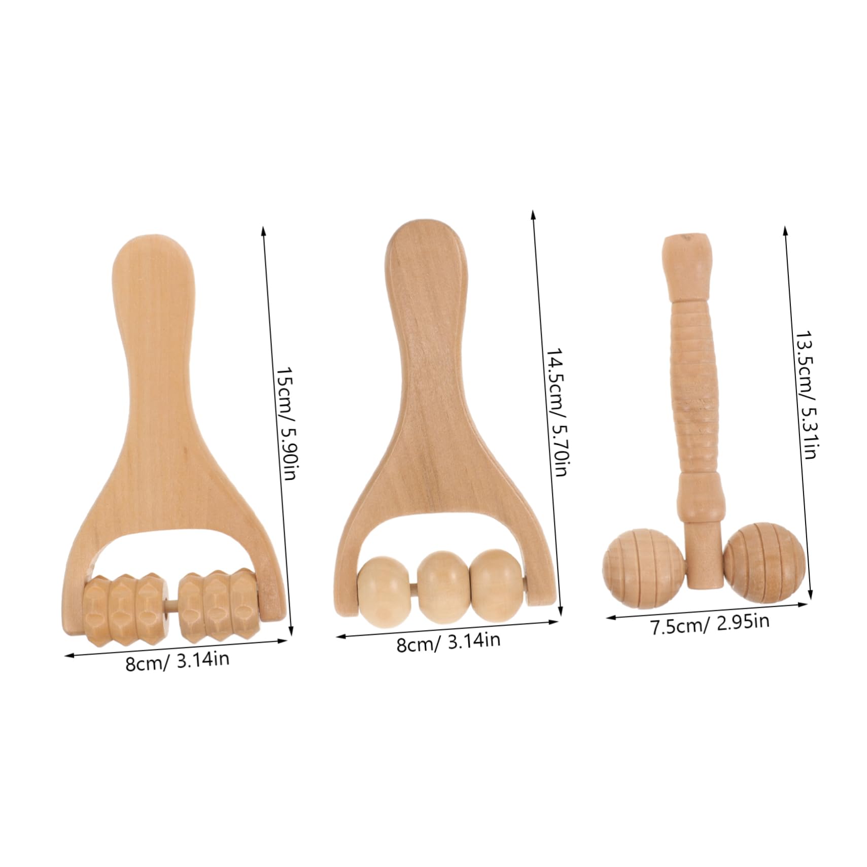 BCOATH Ergonomic Wooden Massage Roller Multi-use Massager for Neck Shoulder Foot Back Reflexology Tool for Daily Relief