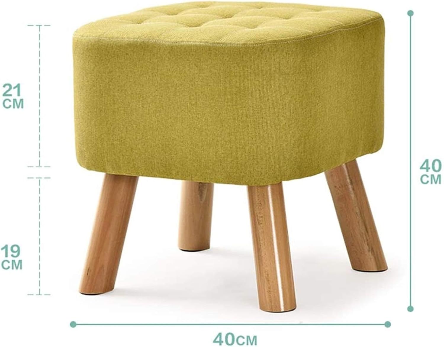 Round Footstool Footrest Chair Stool 4 Wooden Beech Legs Upholstered with Linen Fabric Cover (Grey) (Color : D)