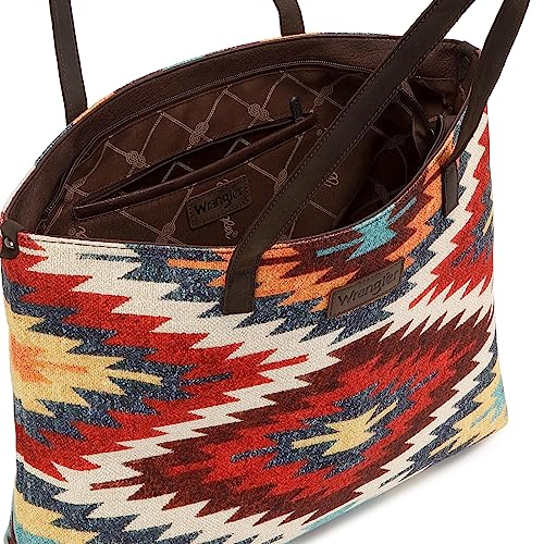 Image of Montana West Wrangler Aztec Print Canvas Tote Bag Capacity Shoulder Bag for Work, Travel & Everyday Use