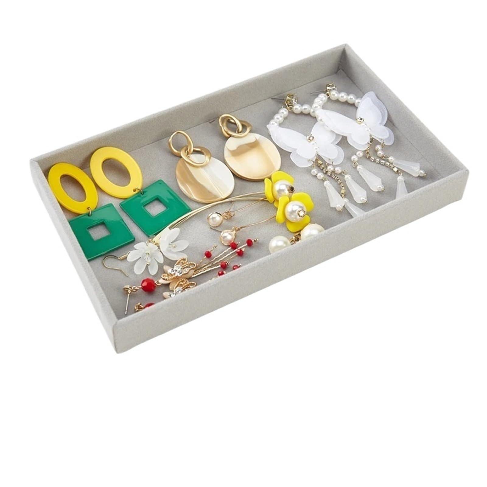 Sicrubious jewelry organizers and storage Jewelry Organizer Velvet Jewelry Storage Tray Display Ring Bracelet Necklace Storage Box Showcase Drawer Organizer Trays(Color 1)