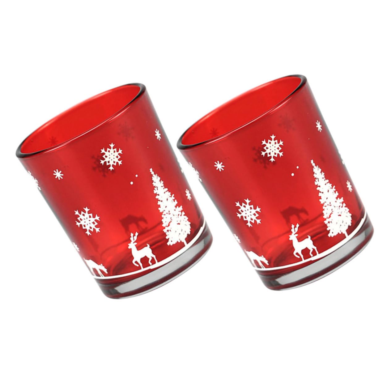 PRETYZOOM Artisanal Christmas Candles Empty Glass Cups Festive Tea Light Holders