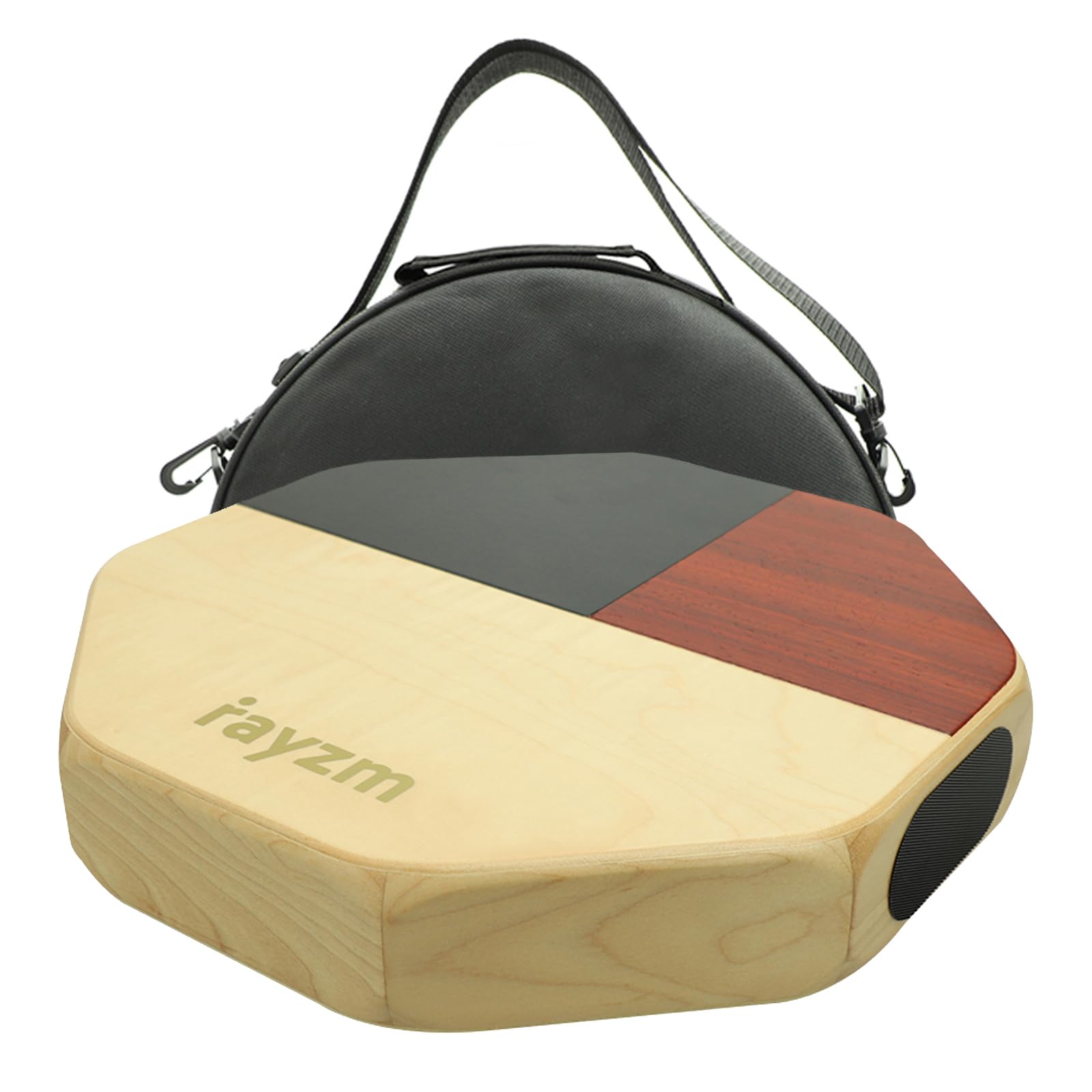 rayzm Cajon Drumbox Portatile con Borsa Imbottita, Tamburo a Mano Ottagonale Piatto Compatto, 3 Toni, Strumento a Percussione con Effetti Bongo e Rullante
