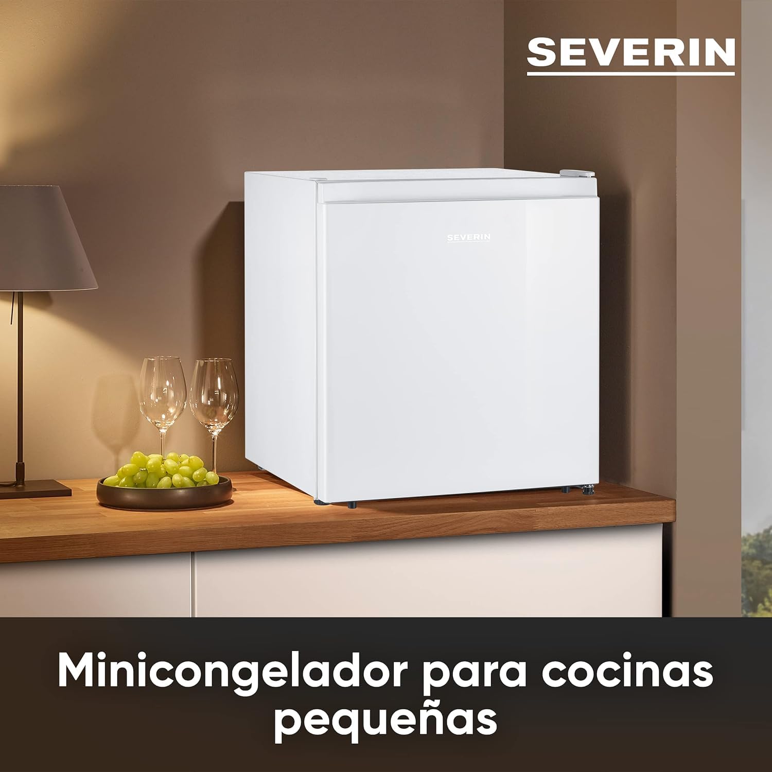 SEVERIN Congelatore compatto 4 Stelle, Capacità 32 L, Ripiano in vetro, Porta reversibile, Silenzioso 39 dB, Regolazione temperatura