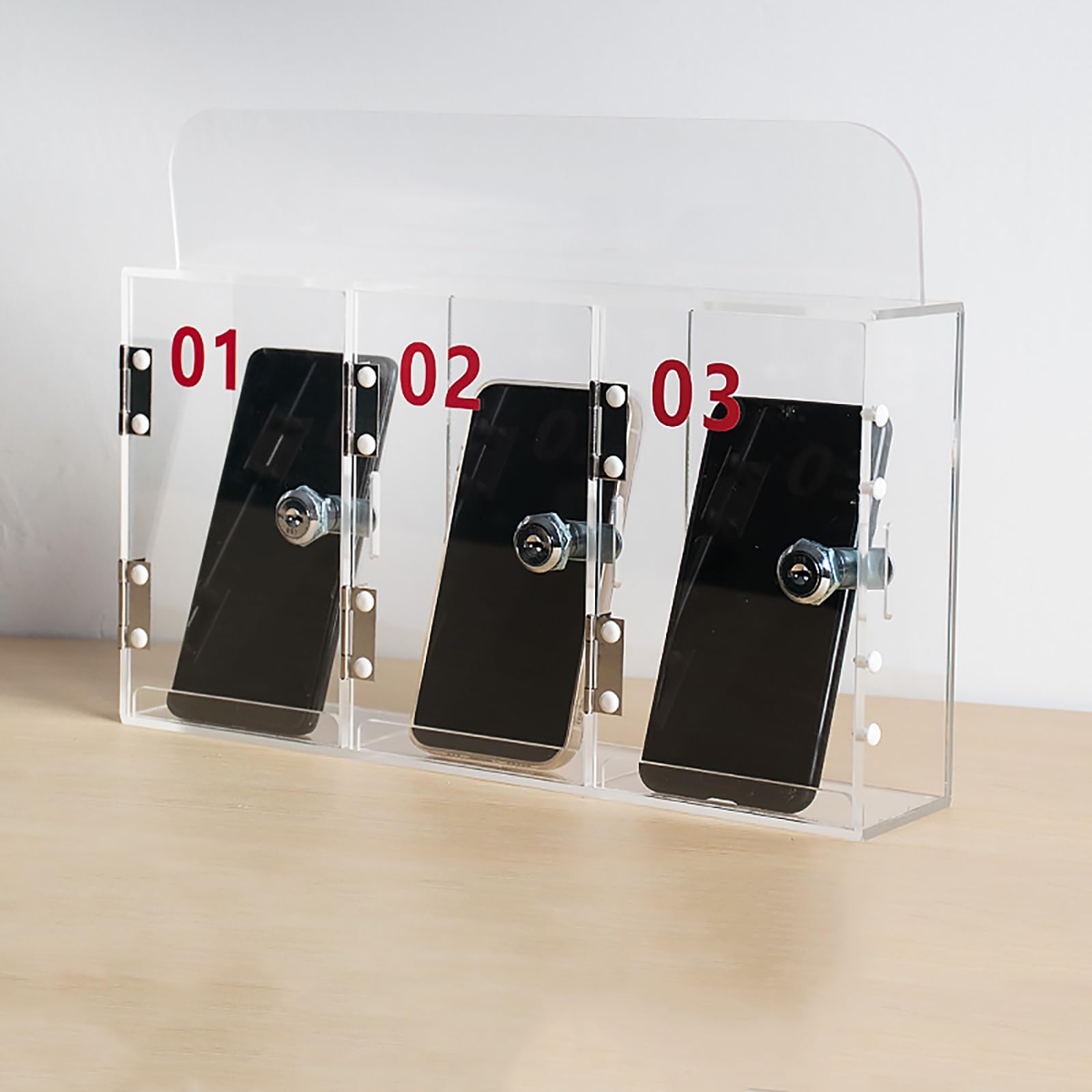 Casier Transparent pour Téléphone Portable, Boîte de Verrouillage en Acrylique pour Salle de Classe, Casier de Rangement pour Téléphone Portable avec Serrures de Porte et Clés