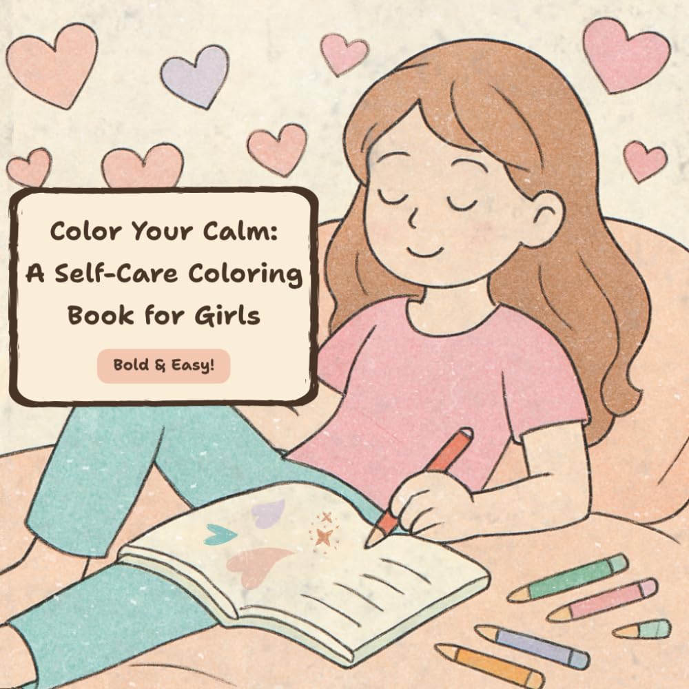 Color Your Calm: A Self-Care Coloring Book for Girls: Bold & Easy Coloring Book for Girls
