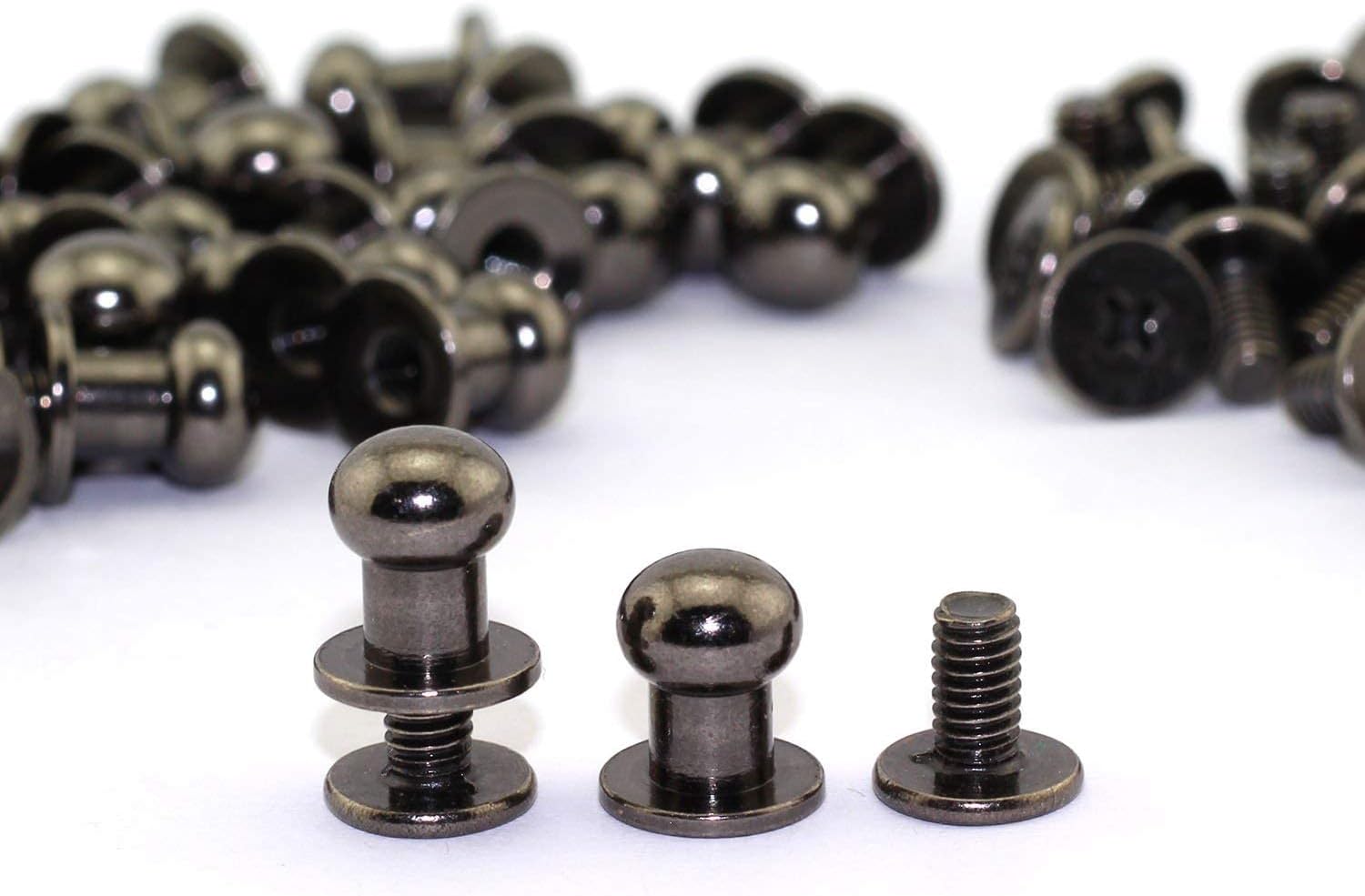 Asiatic Black Round Head Button Stud Slotted Screws 8x10x10mm Chicago Screws Nail Rivet for DIY Leather Craft 30 pcs