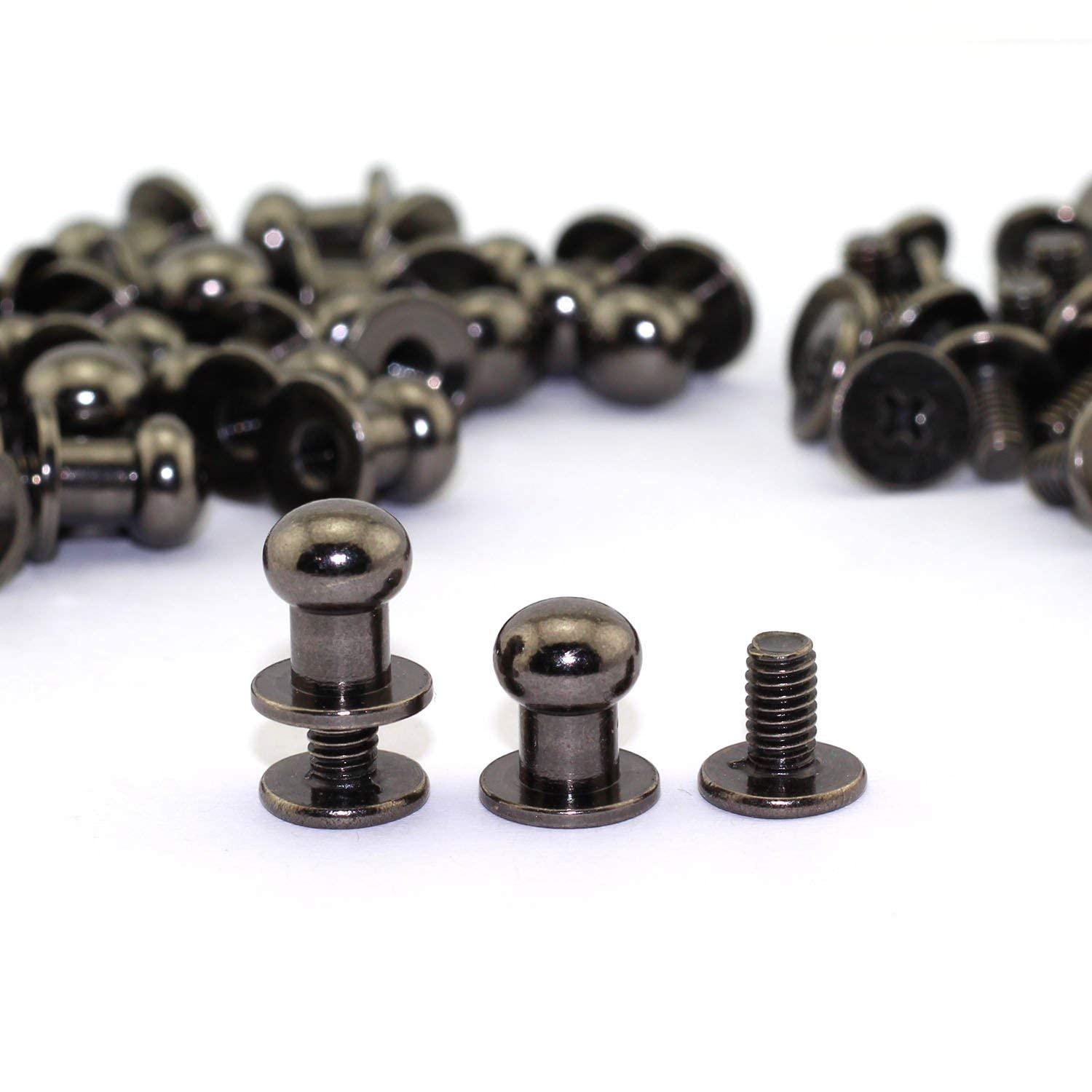 Asiatic Black Round Head Button Stud Slotted Screws 8x10x10mm Chicago Screws Nail Rivet for DIY Leather Craft 30 pcs