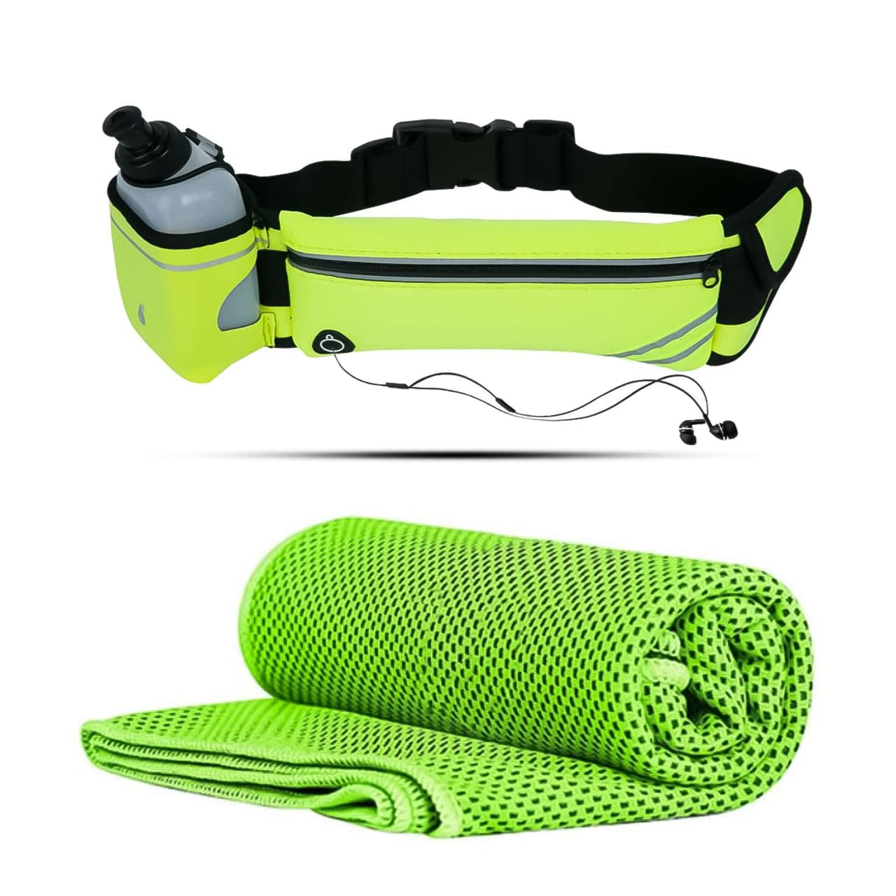 SYBTRESS Men's & Women's Running Belt Pouch with Microfiber Cooling Towel Fanny Pack