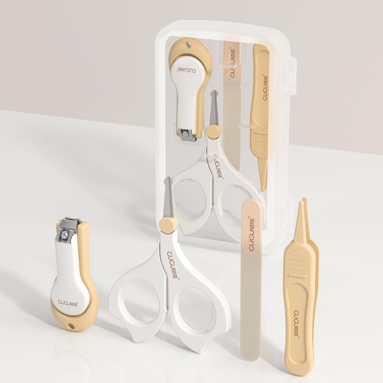 Baby Safety Nail Care Kit(4pcs) Includes Nail Clipper, Scissors, Nail File & Tweezers, Grooming Manicure Pedicure Set for Newborns, Toddlers, Infants and Kids